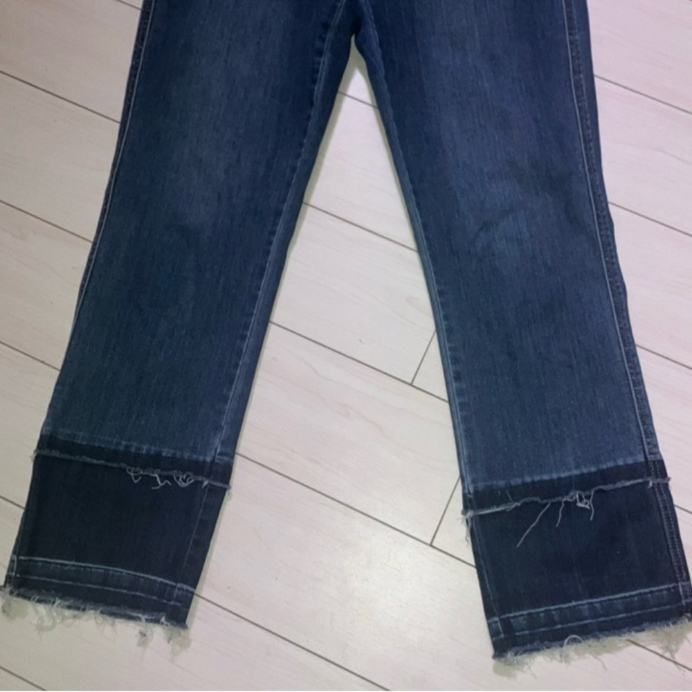 Dual Tone Denim Distressed Ankle Jeans - Picture 6 of 12